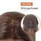 Close-up of a hairpiece with HD lace and 13*6 lace frontal details.