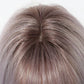 Close-up of a light purple wig on a white background