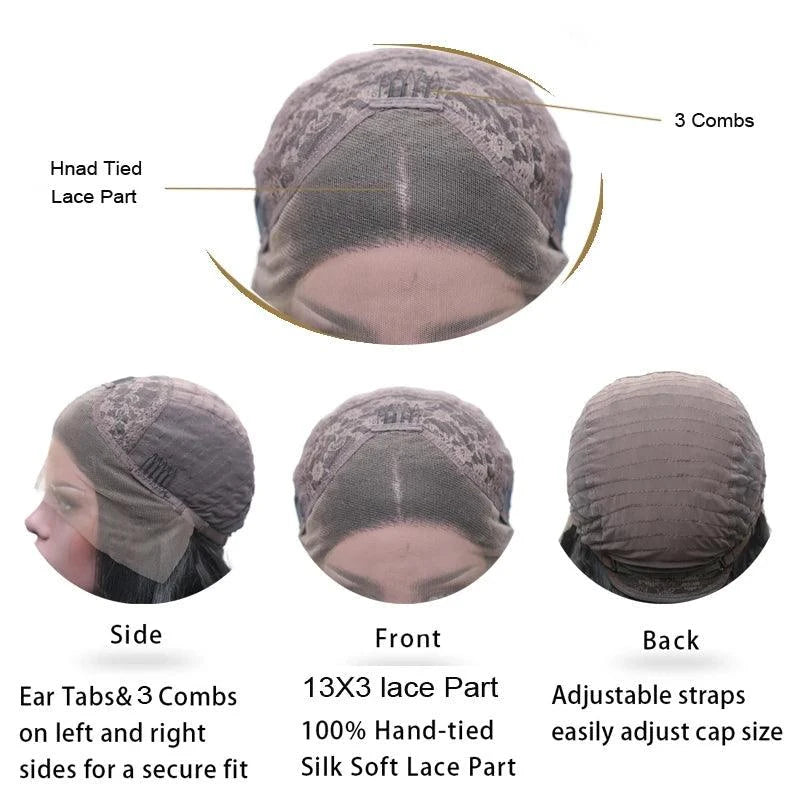 Close-up of green and black cosplay wig with realistic hairline