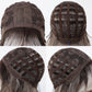 Close-up of lace cap construction on grey synthetic wig