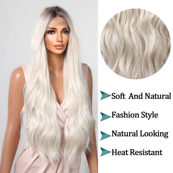 Close-up of lace front blonde wig with pre-plucked hairline