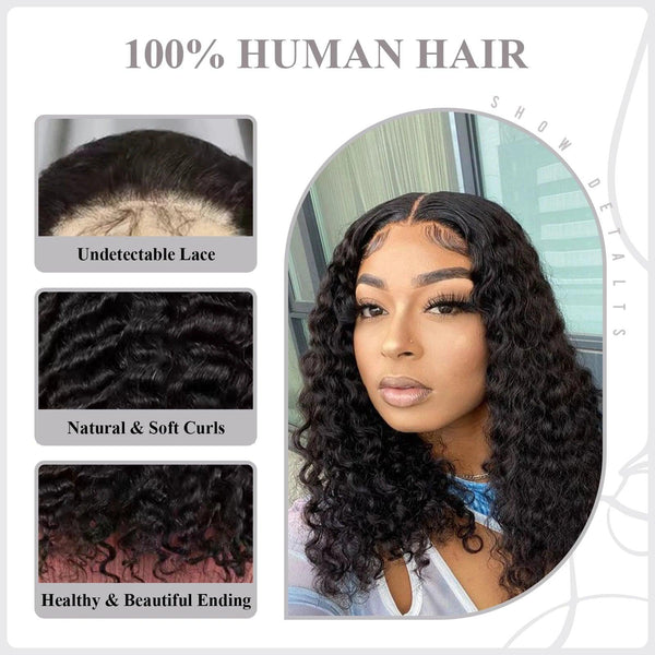 Close-up of the 13x4 lace front detailing on the brown human hair wig