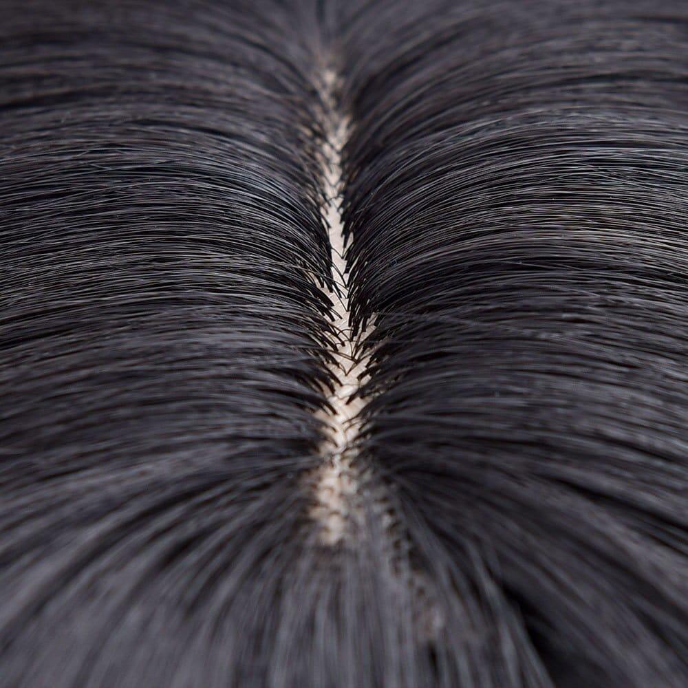 Close up of Hairline - Black Wig with Fringe