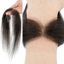 Dual frontal lace hairline toppers shown in natural brown shade with 100% real human hair