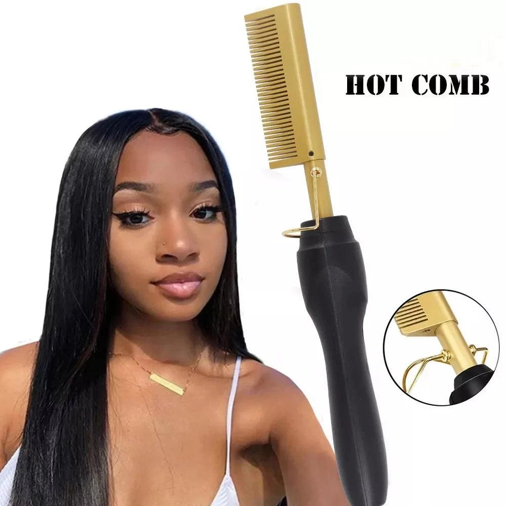 Electric hot comb for wigs and natural hair styling