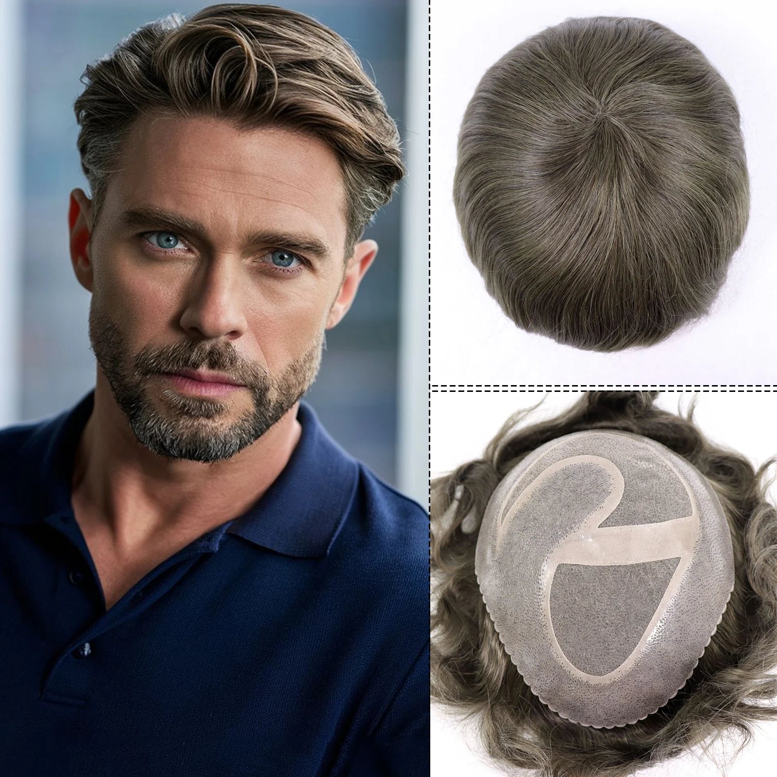 Fake Hair Pieces For Men Gray