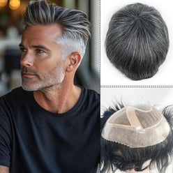 Fake Hair Pieces For Men Light Grey