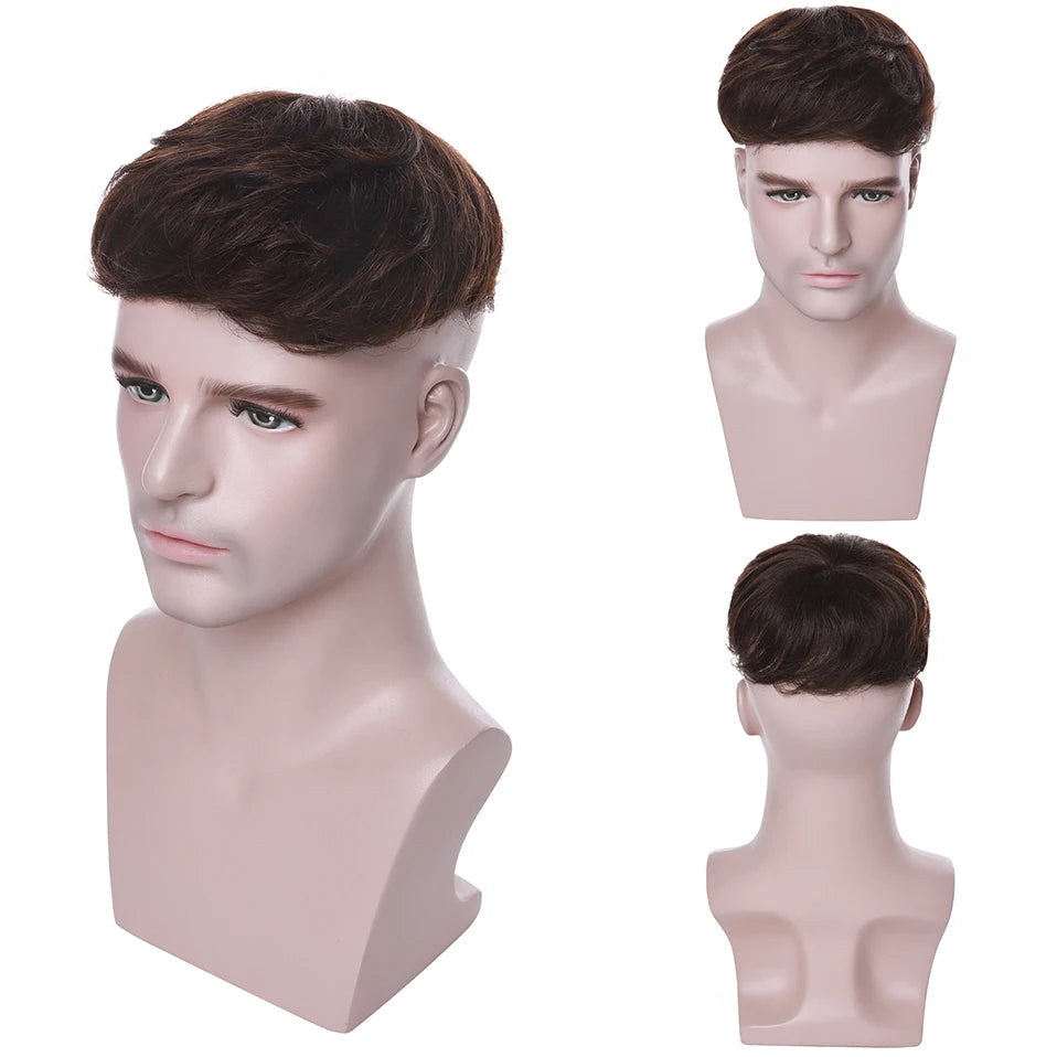 Fake Hair Pieces for Men Base Medium Brown