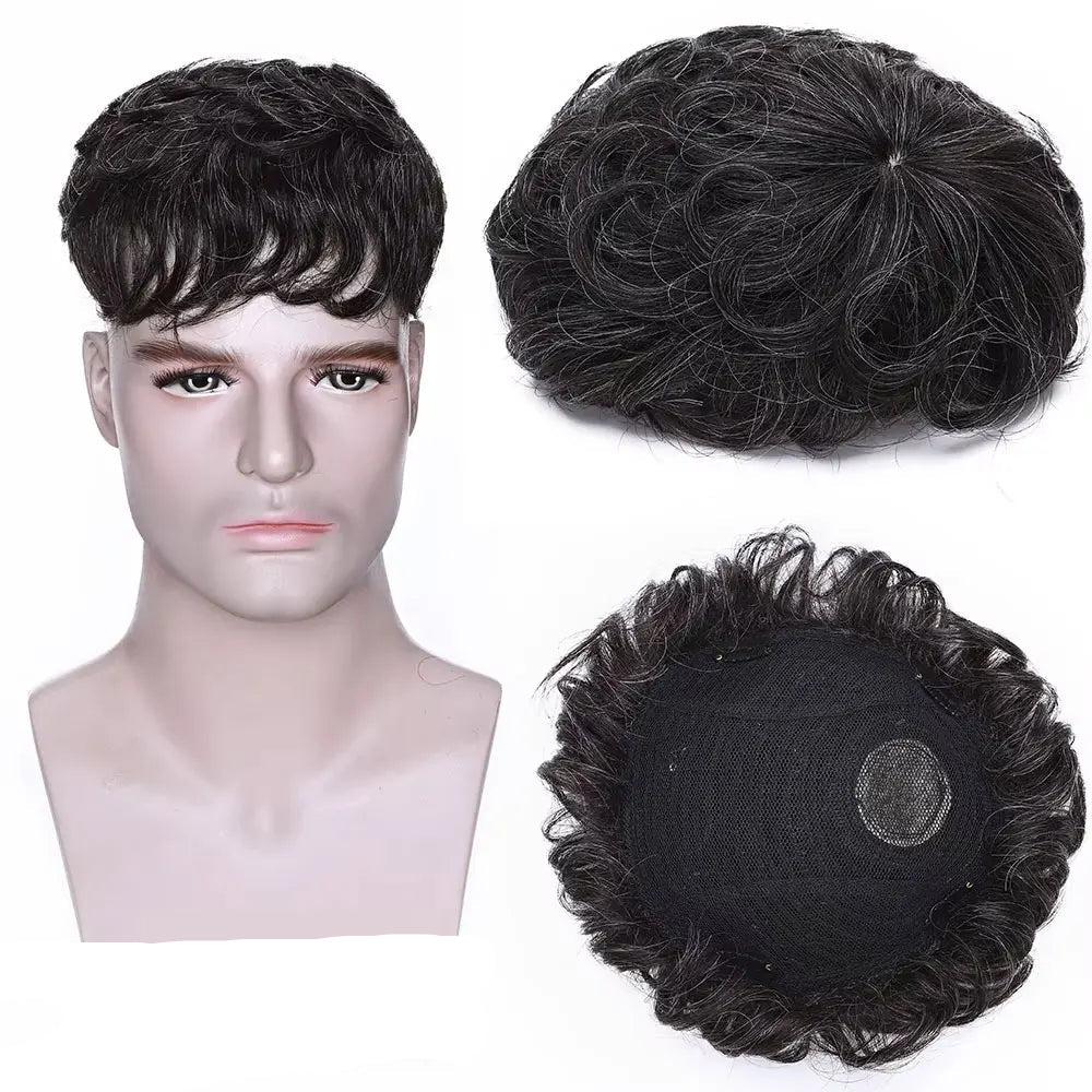 Fake Hair Pieces for Men Base Mix Grey