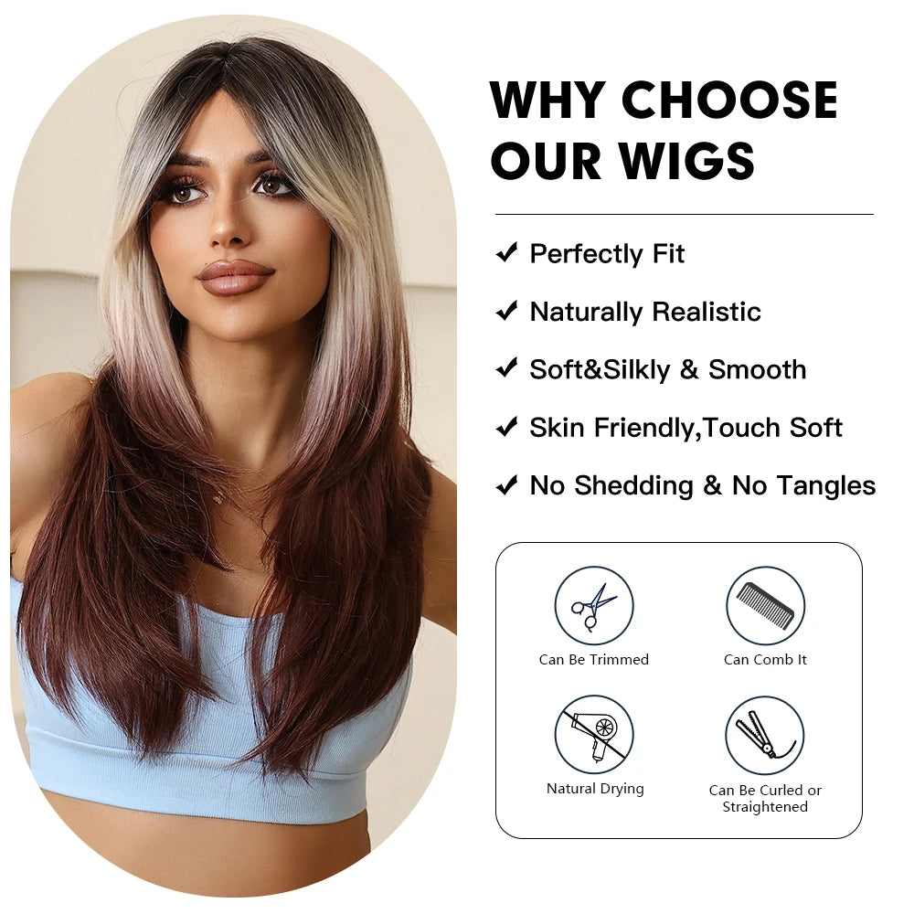 Fiery Red and Blonde Wig with Soft Waves – Styled Look