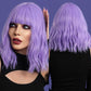 Model wearing a Violet Purple Wig - Front and Rear View