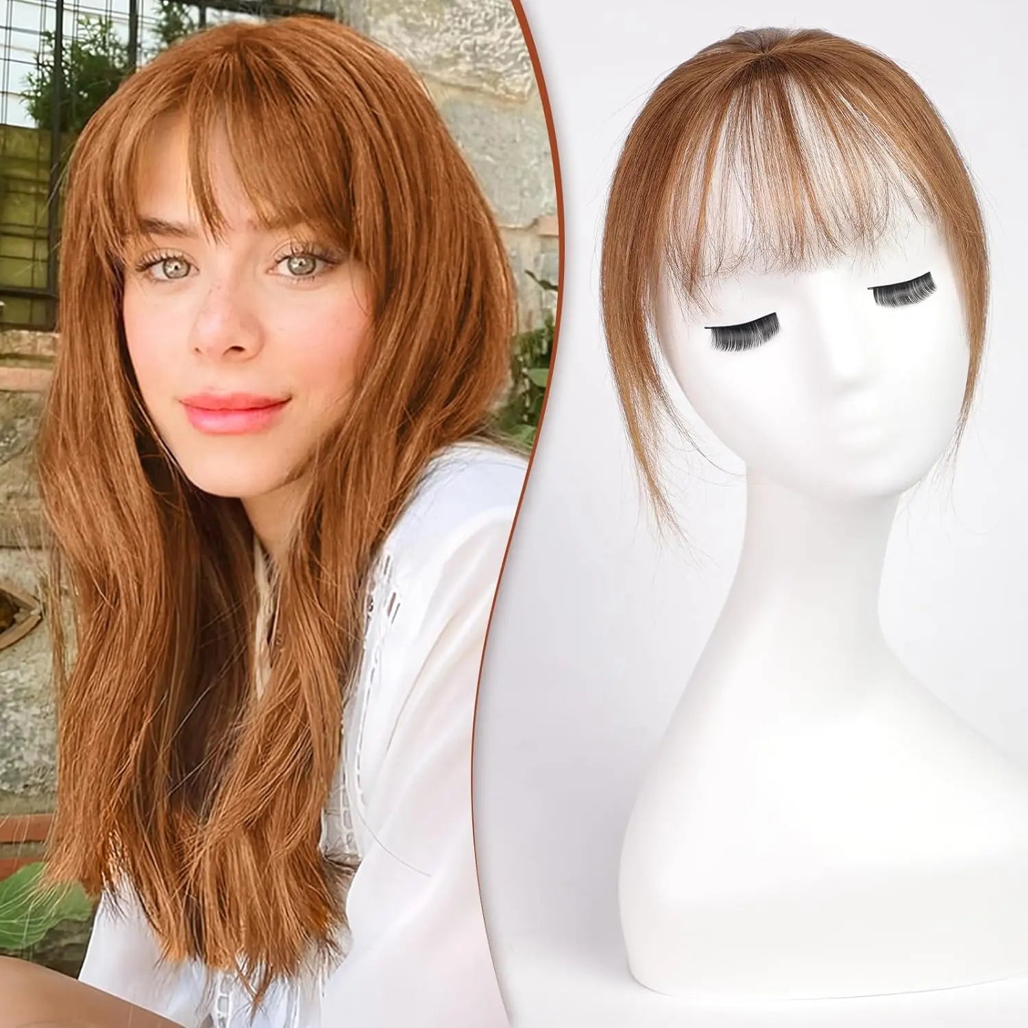 Ginger Clip On Bangs Human Hair