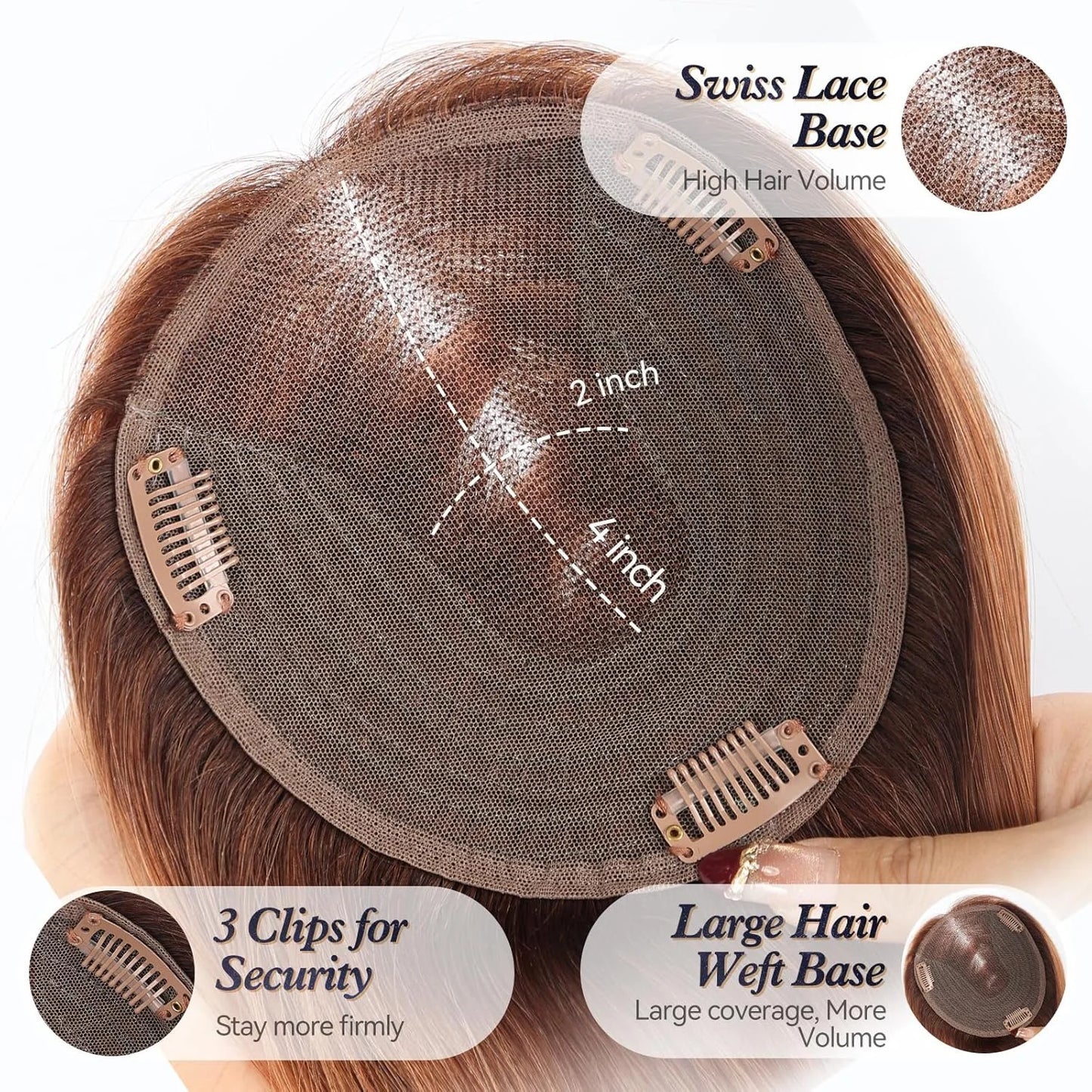 Ginger Hair Topper Swiss Lace Base