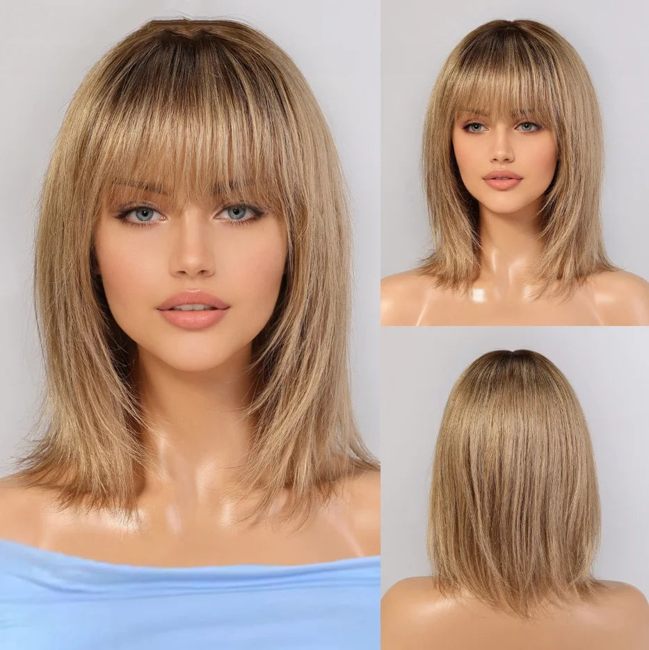 Glueless Human Hair Wigs Dark Blonde