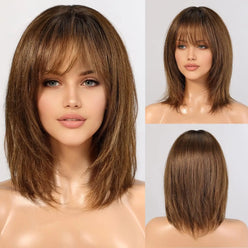 Glueless Human Hair Wigs Medium Brown