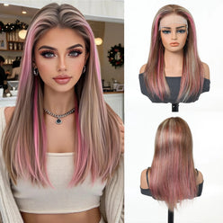 Glueless Lace Front Wigs Pink and Blonde