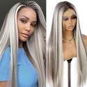 Gray brown wig on mannequin with natural layered style
