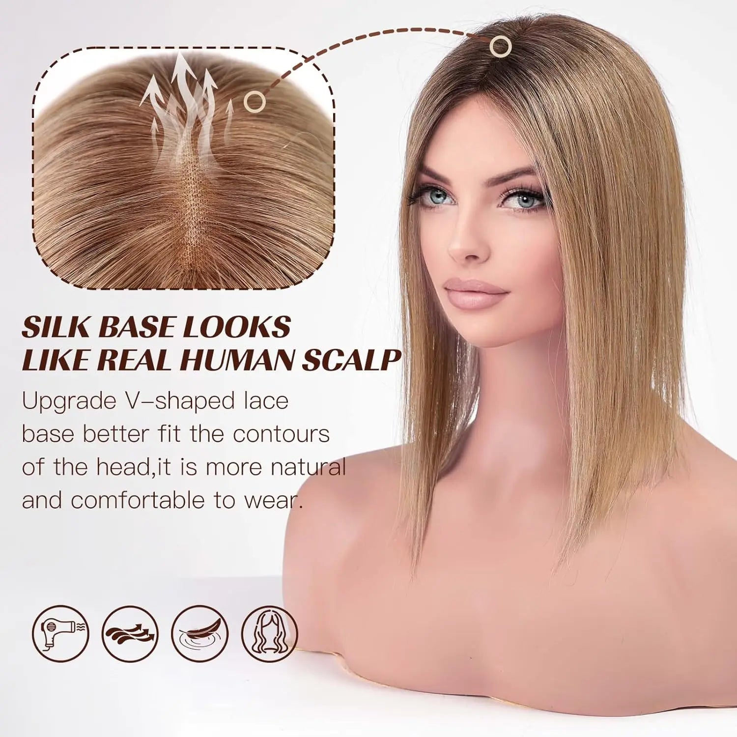 Hair Toppers with Clips Ombre Blonde without Fringe