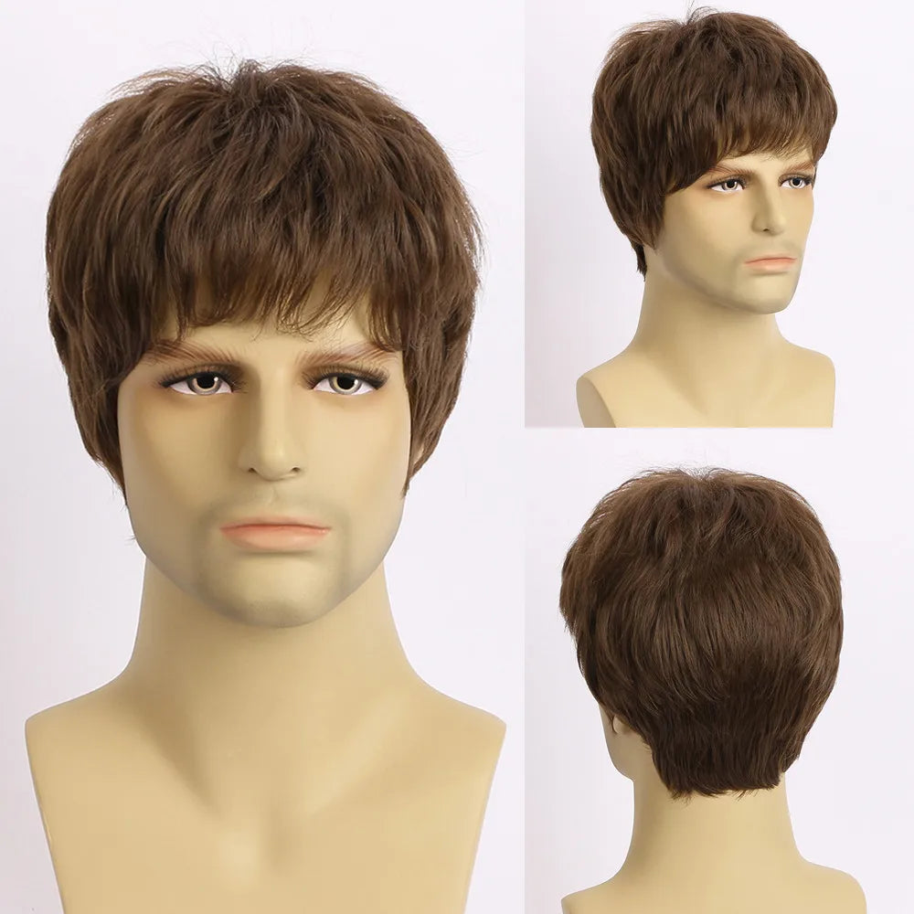 Hair Wig for Men Light Brown