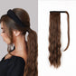 Hair extension shown on a model and separately on a white background