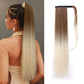 Hair extension with a gradient color on a white background