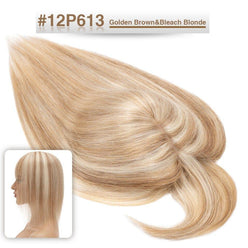 Hair extensions with Golden Brown & Bleach Blonde color on a white background