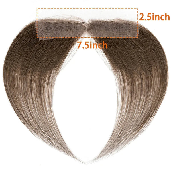 Hairline topper in medium brown color #4, 10-inch length, 100% human hair with lace front