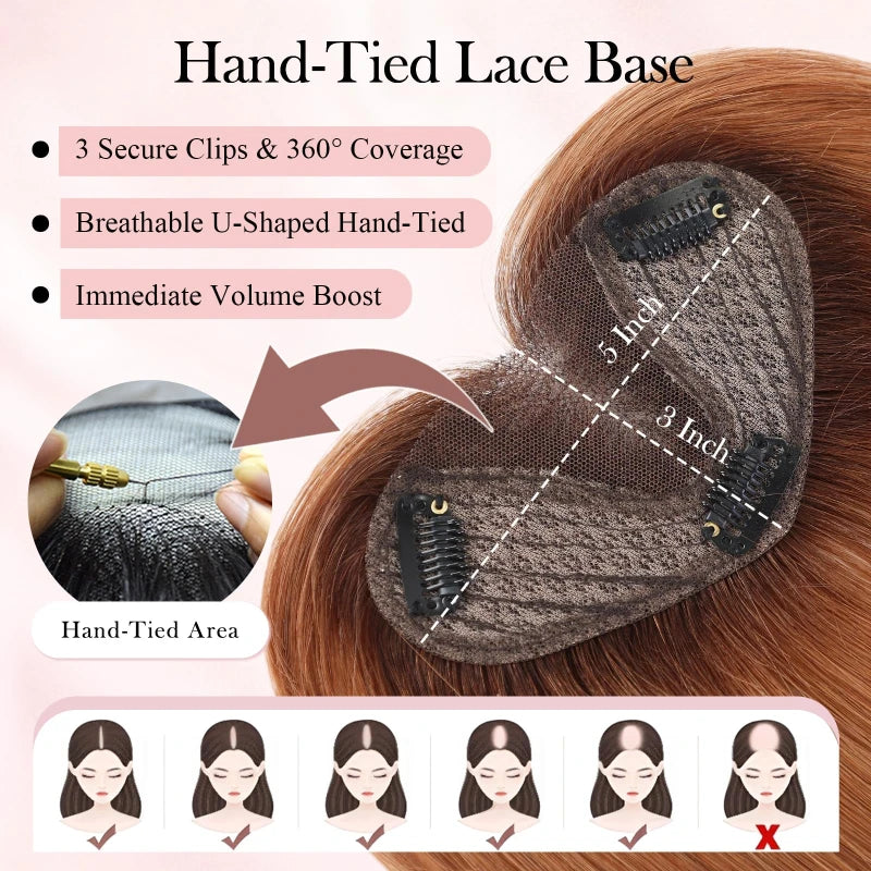Hand Tied Lace Base Ginger Clip In Fringe