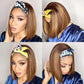 Headband Wig Human Hair Mixed Blonde and Brown