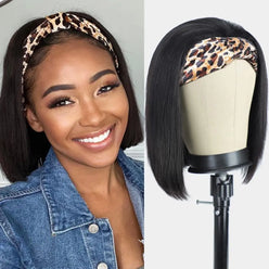 Headband Wig Human Hair Natural Black