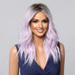 Heat-resistant purple wig styled with soft waves


