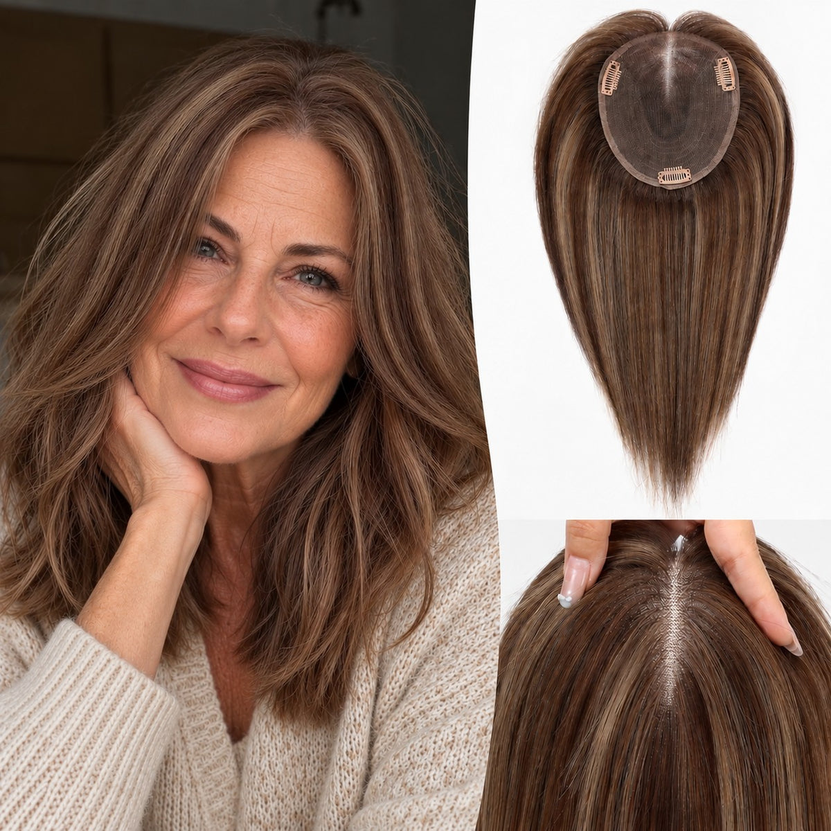 Highlighted Brown Hair Topper