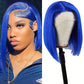 Human Hair Blue Wig