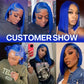 Human Hair Blue Wig Customer Photos
