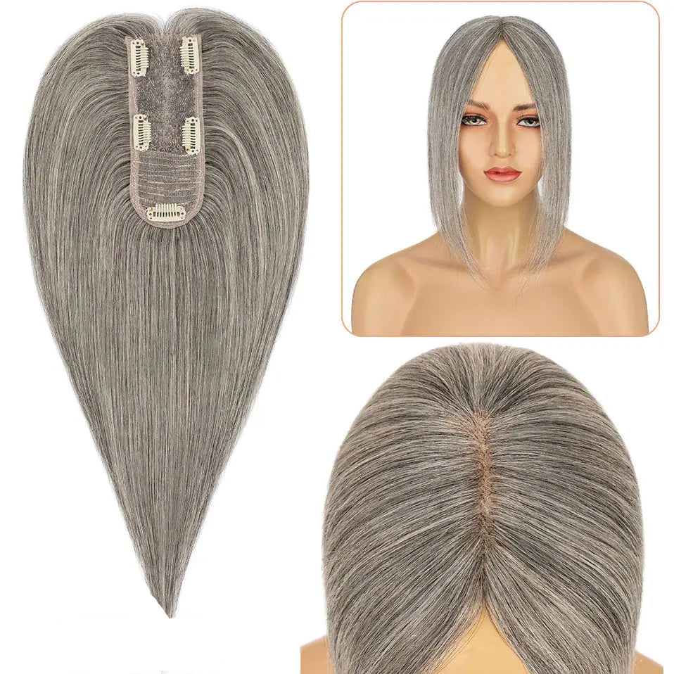 Human Hair Toppers Grey