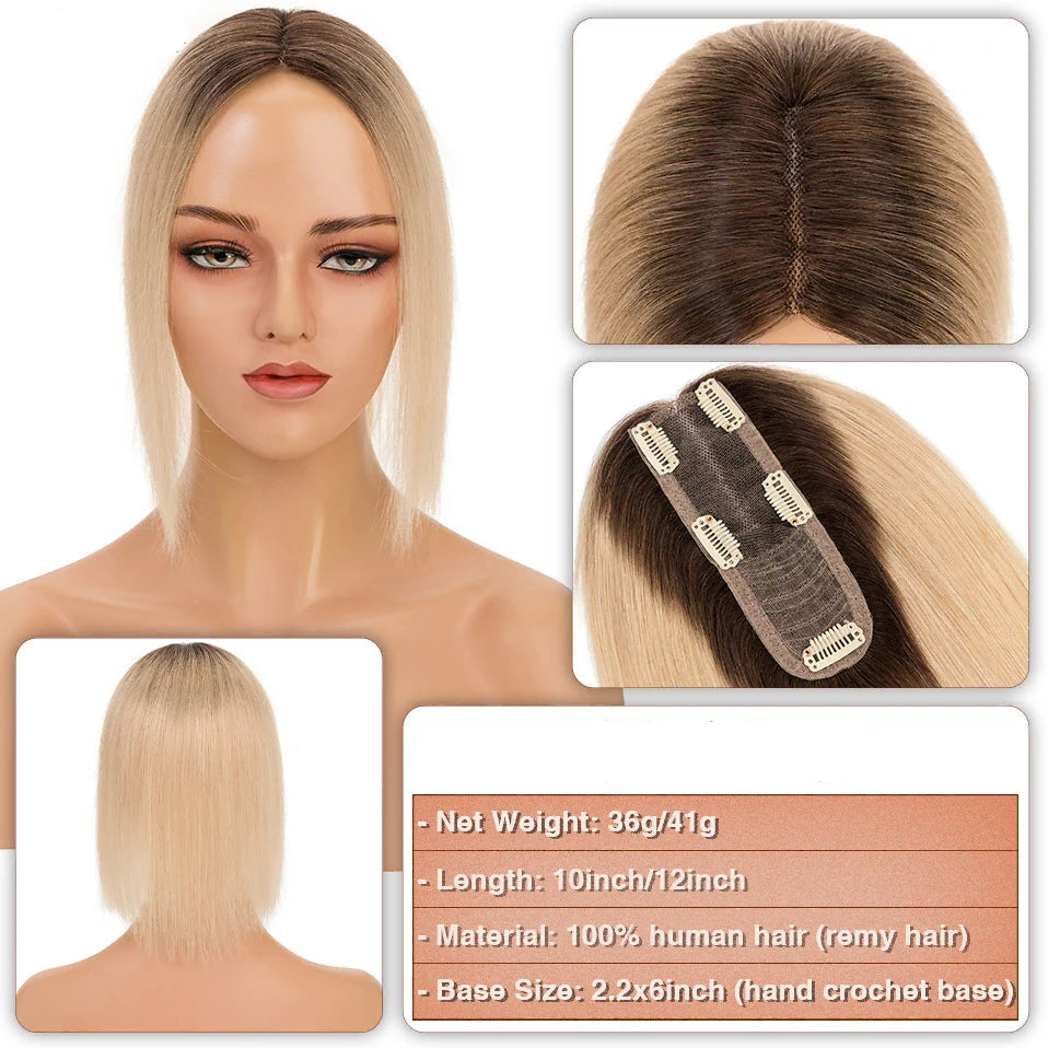 Human Hair Toppers Ombre Blonde
