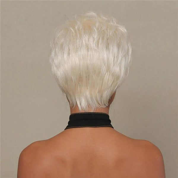 Human Hair Short Blonde Wig For Daily Wear