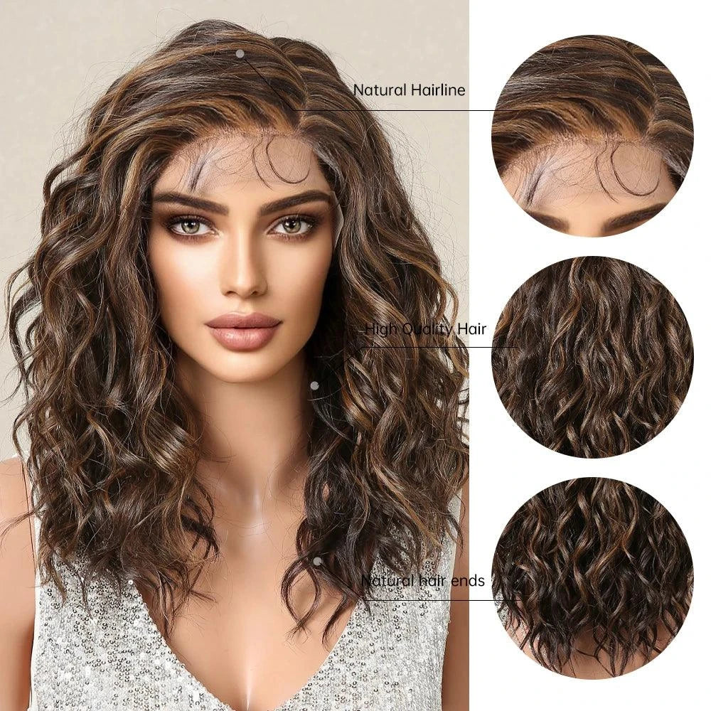 Lace Front Brown Hightlighted Wig