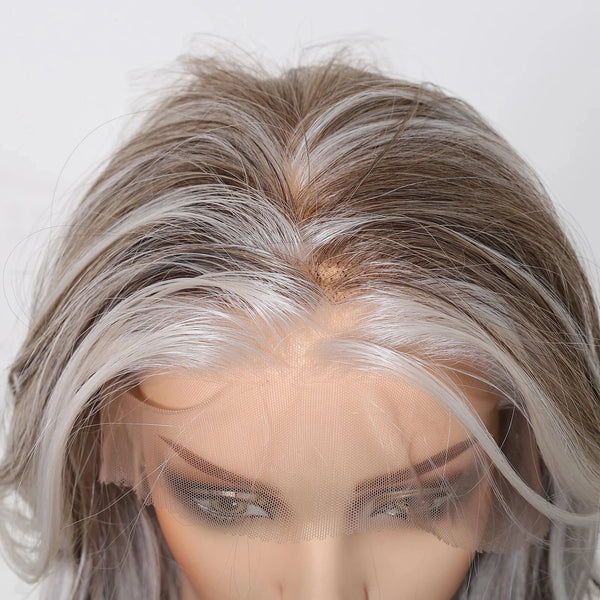 Lace front ash grey wig with pre-plucked hairline
