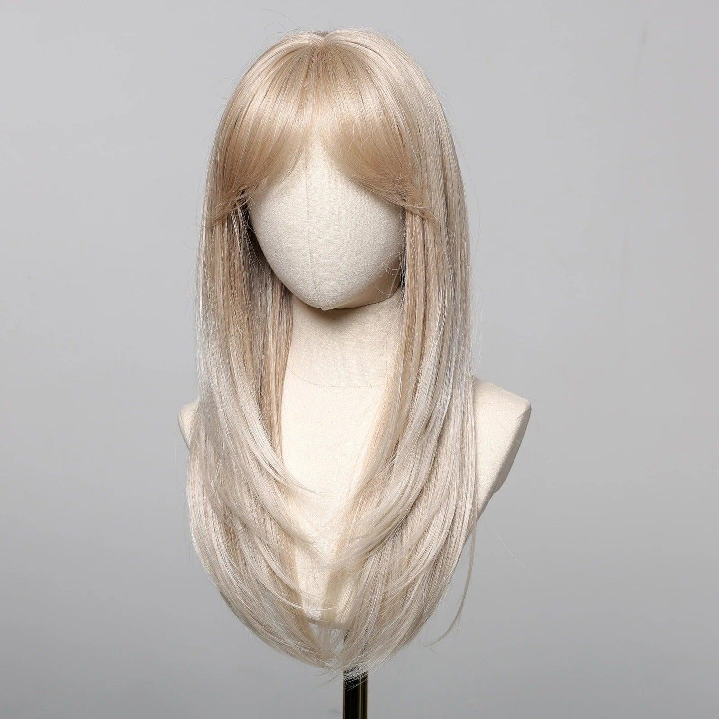 Light Blonde Wig with Natural-Looking Texture and Fringe