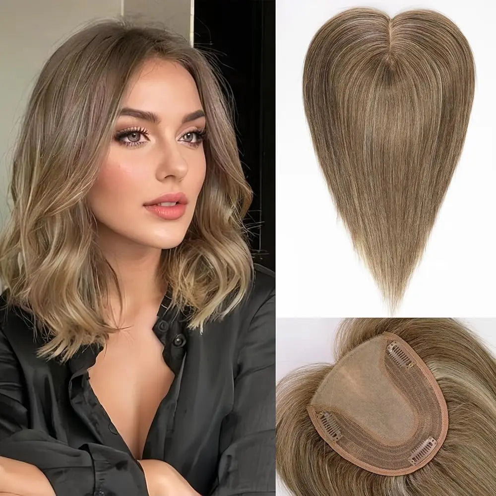 Light Mixed Ash Brown Clip in Hair Toppers UK