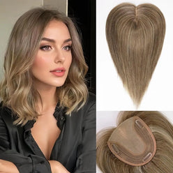 Light Mixed Ash Brown Clip in Hair Toppers UK