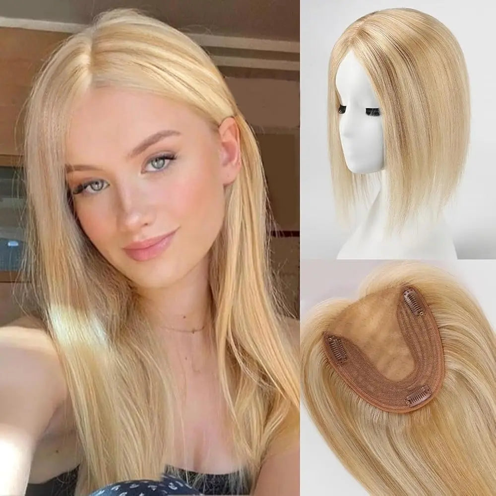 Light Mixed Blonde Clip In Hair Toppers UK