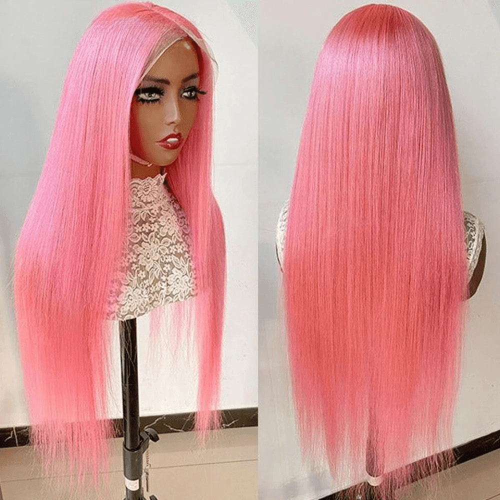 Light Pink Human Hair Wig