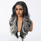 Long Black Wig with Grey Strands