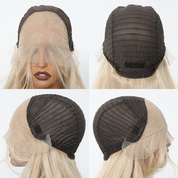 Long Blonde Curly Wig Cap