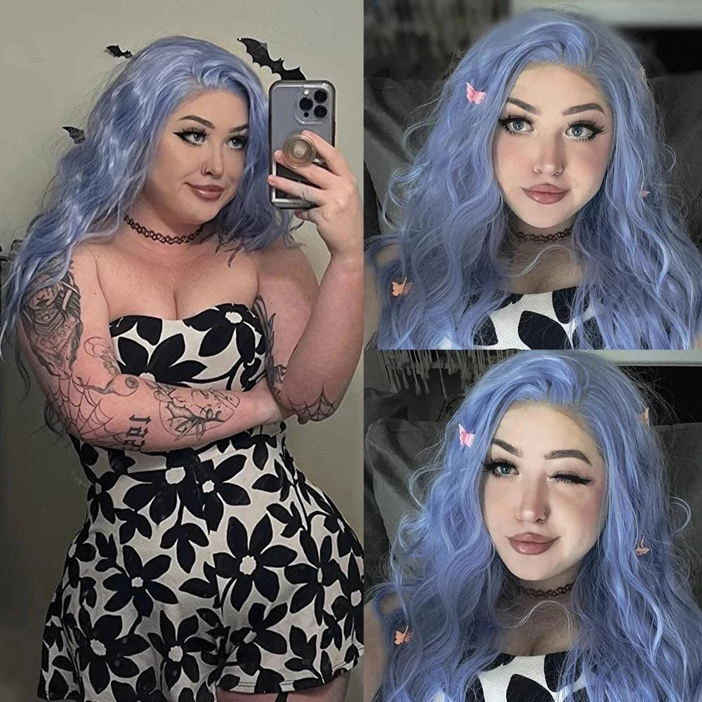Long Blue Lace Front Wig