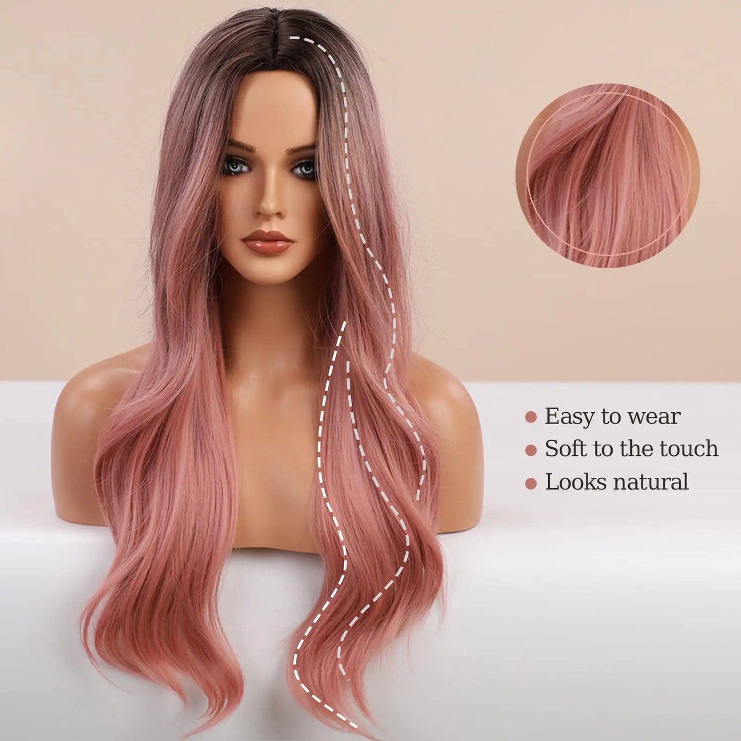 Long Pink Wig - Wigs for Women