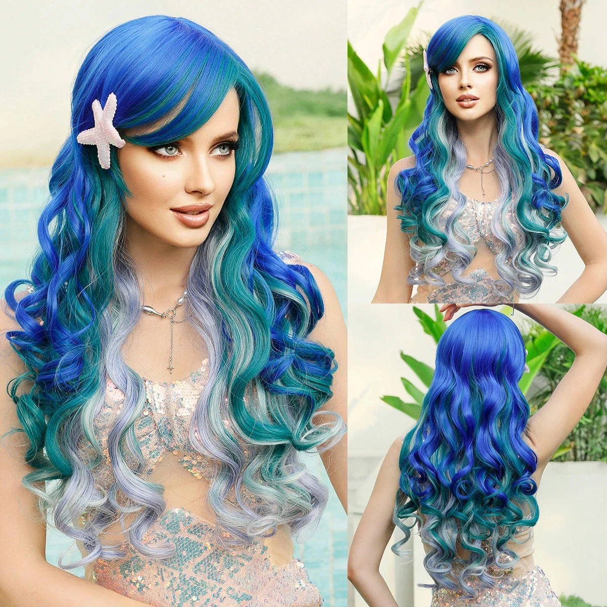 Long Wavy Blue Wig