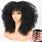 Long black curly synthetic wig with natural texture